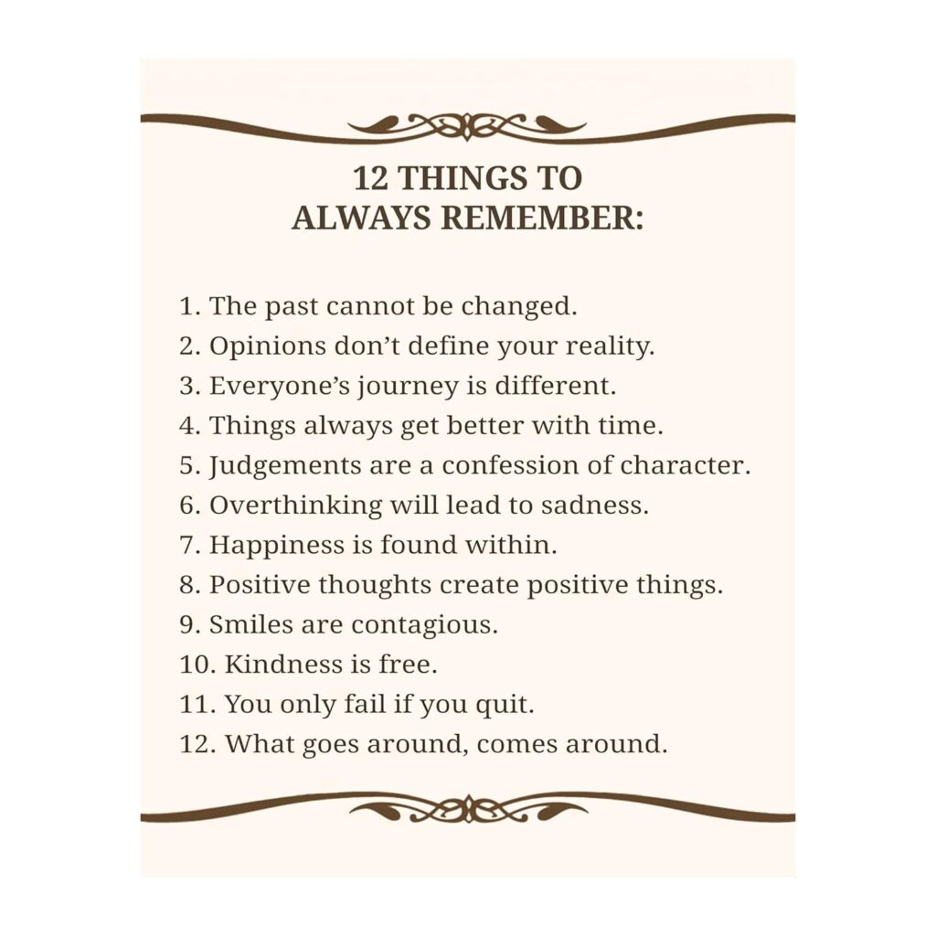 12 Things To Always Remember- Inspirational Wall Art Print