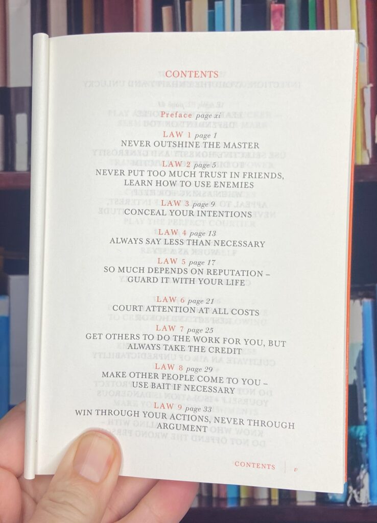 Contents - 48 Laws of Power: Hardcover